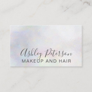 Makeup elegant typography white pearl nacre business card