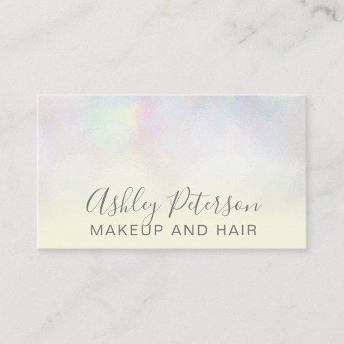 Makeup elegant typography yellow pearl nacre business card