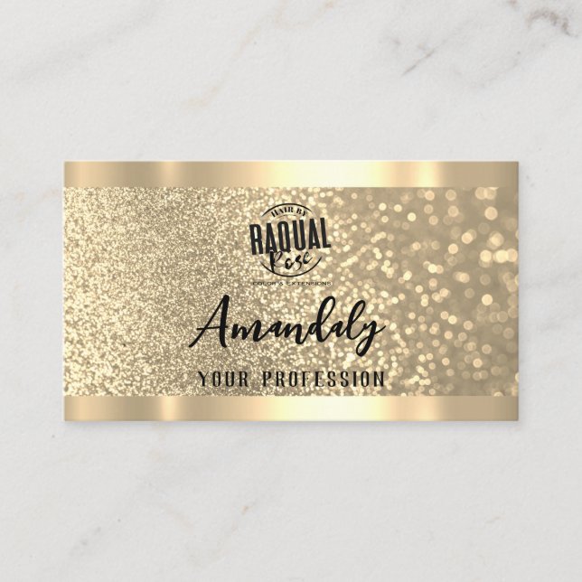 Makeup Esthetician Lash Nails QR Code Logo Gold Business Card (Front)