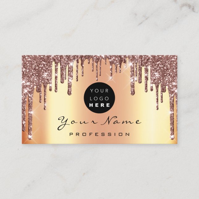 Makeup Event Planner Custom Logo Rose Copper Business Card (Front)