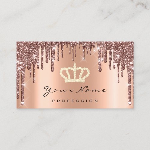 Makeup Event Planner Glitter Rose Crown Copper Business Card