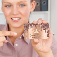 Makeup Event Planner  Glitter Rose Crown Copper Business Card at Zazzle