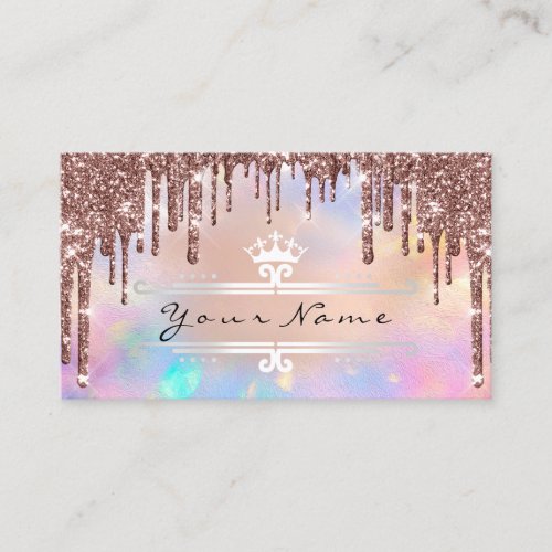 Makeup Event Planner  Glitter Rose Holograph Crown Business Card