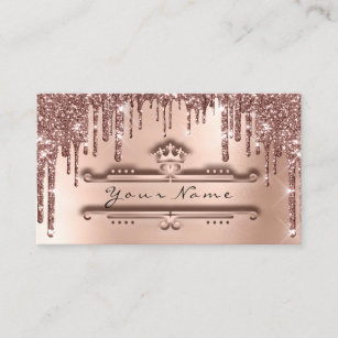 Makeup Event Planner Rose Crown Glitter Drips Business Card