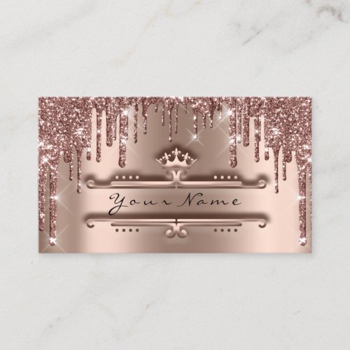 Makeup Event Planner Rose Crown Glitter Drips VIP Business Card