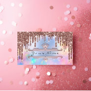 Makeup Event Planner Rose Crown Holograph Blue Business Card at Zazzle
