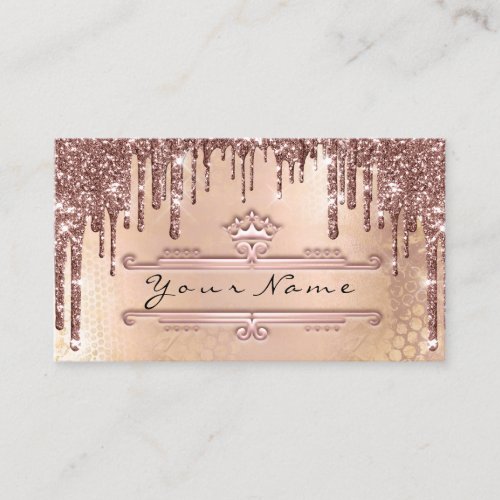 Makeup Event Planner Rose Gold Drips Crown Business Card