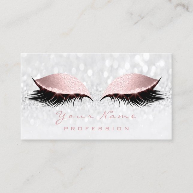 Makeup Eye Lash Glitter Pink Gray Appointment Card (Front)