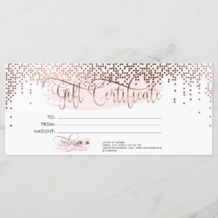 Makeup Eyebrow Eye Lash Rose Gold Gift Certificate Menu