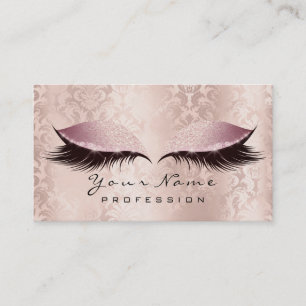 Makeup Eyebrow Eye Lashes Damask Glitter SPA Pink Business Card