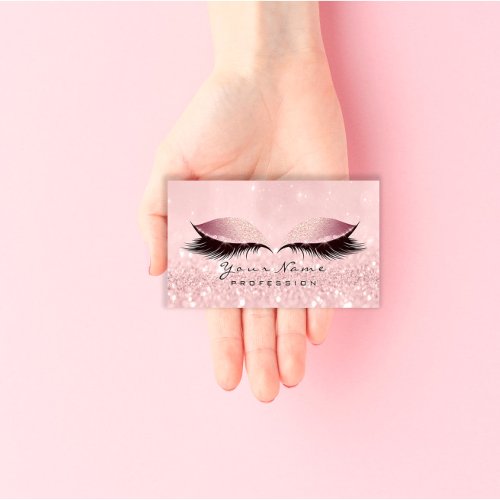 Makeup Eyebrow Eye Lashes Studio Glitter SPA Pink Business Card