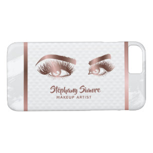 Makeup Eyebrow Eye Long Beautiful Lashes Rose Gold iPhone 8/7 Case