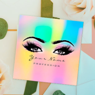 Makeup Eyebrow Eyelashes Glitter Bright Holograph Square Business Card