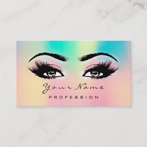 Makeup Eyebrow Eyelashes Glitter Pink Holograpic Business Card