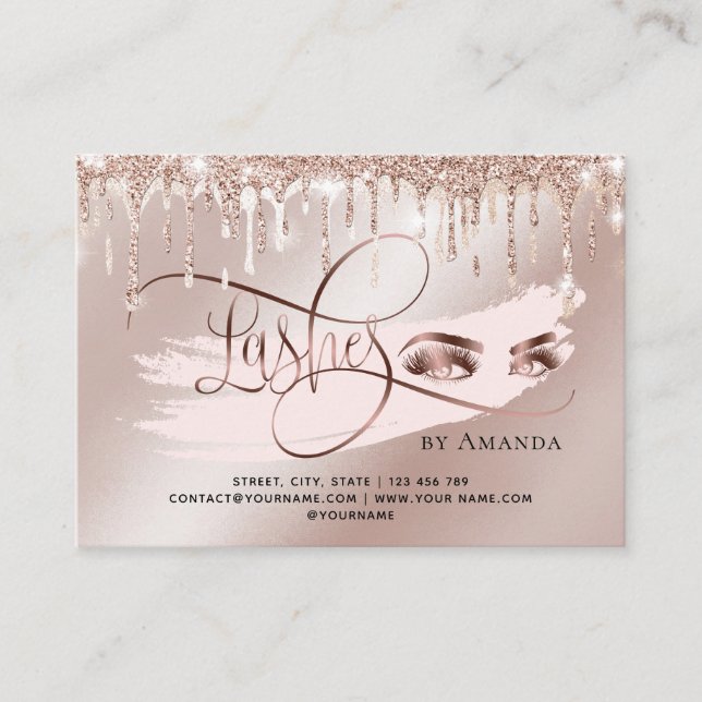 Makeup Eyebrow Eyes Lash Gold Drips Aftercare card (Front)