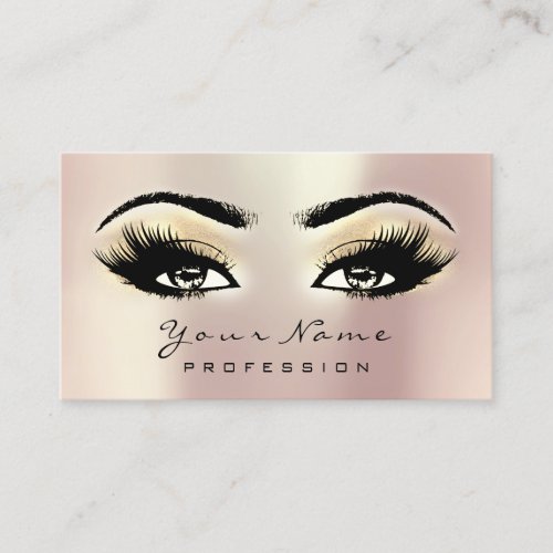 Makeup Eyebrow Eyes Lashes Appointment Card Gold