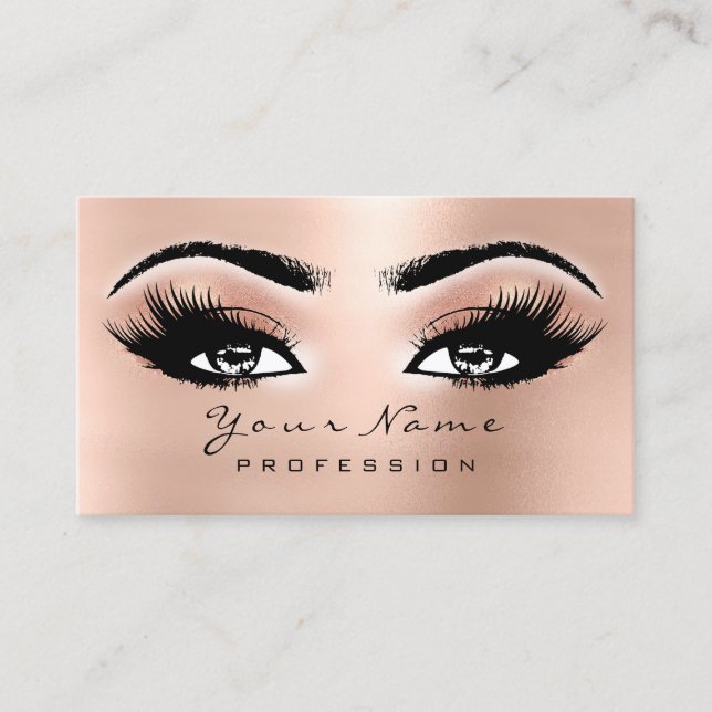 Makeup Eyebrow Eyes Lashes Appointment Card Peach (Front)