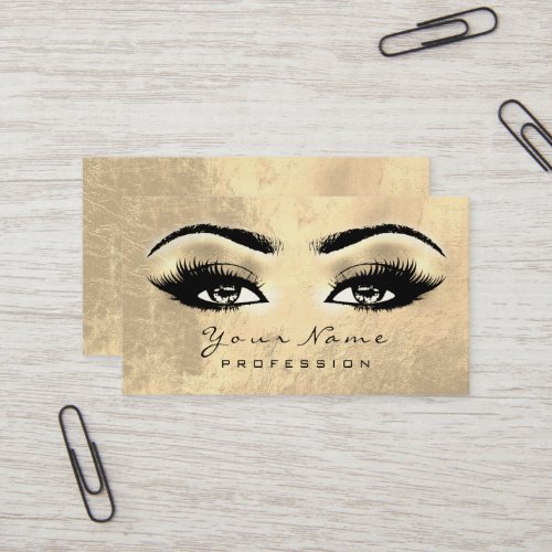 Makeup Eyebrow Eyes Lashes Browns Gold Business Card