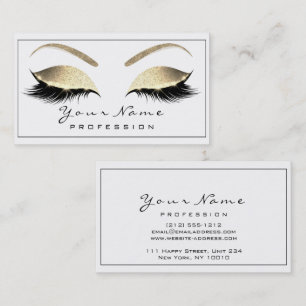 Makeup Eyebrow Eyes Lashes Glitter Gold White1 Business Card