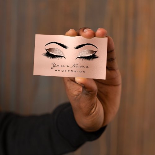 Makeup Eyebrow Eyes Lashes Glitter Rose Gold Wow Business Card