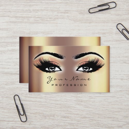 Makeup Eyebrow Eyes Lashes Glitter SPA Gold Rose Business Card