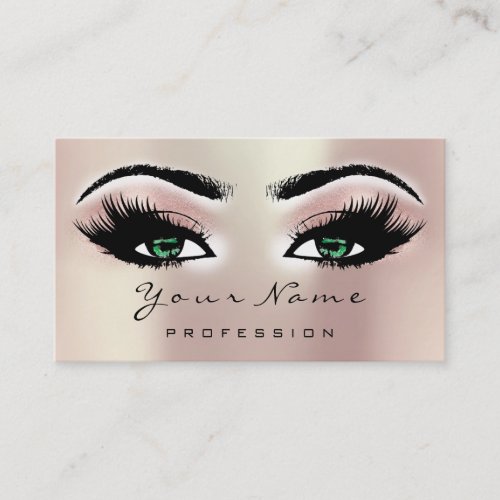 Makeup Eyebrow Eyes Lashes Glitter SPA Green Rose Business Card