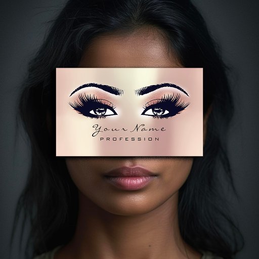 Customizable Makeup Eyebrow Eyes Lashes Glitter SPA Pink Rose Business Card