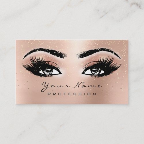 Makeup Eyebrow Eyes Lashes Glitter Spark Glam Rose Business Card