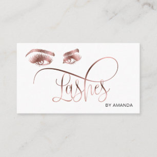 Makeup Eyebrow Eyes Lashes Rose Gold Business Card