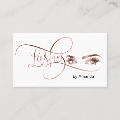 Makeup Eyebrow Eyes Lashes Rose Gold Business Card