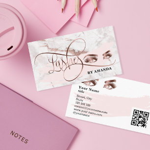 Makeup Eyebrow Eyes Lashes Rose Gold QR code Business Card