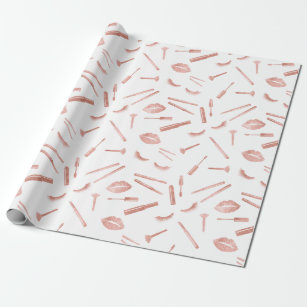 Pink, Orange & Blue Lips & Gold Hearts Valentine Wrapping Paper Sheets -  Moodthology Papery