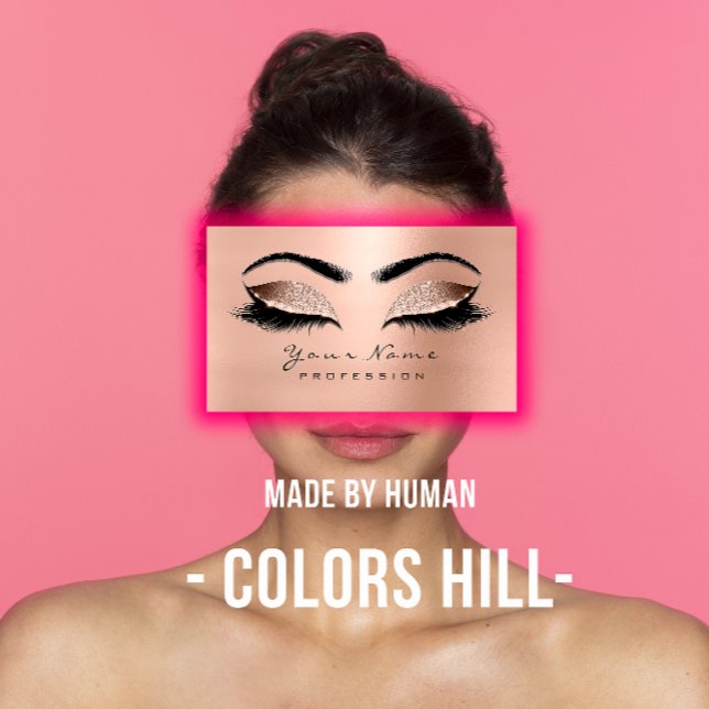 Makeup Eyebrow Eyes Lashes Salon SPA Gold Pink Business Card (Makeup Eyebrow Eyes Lashes Salon SPA Gold Pink Business Card)