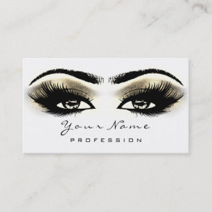 Makeup Eyebrow Eyes Lashes White SPA Gold Business Card