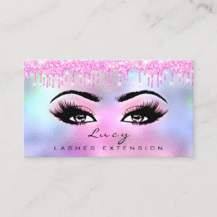 Makeup Eyebrow Hair Eyelash  Glitter Pink Drips Business Card