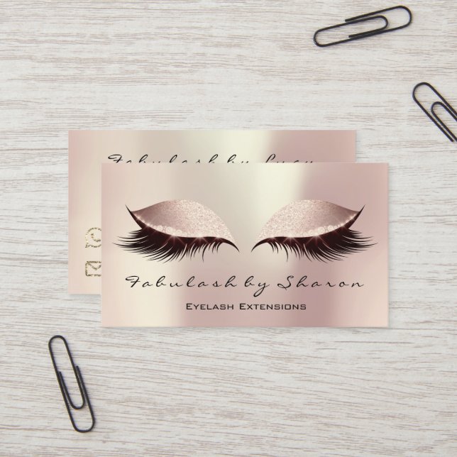 Makeup Eyebrow Lash Extension Eyes Rose Blush Business Card (Front/Back In Situ)
