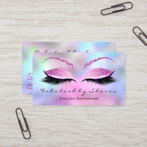 Makeup Eyebrow Lash Extension Glitter Fuchsia Pink Business Card