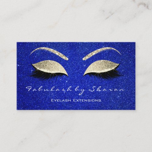 Makeup Eyebrow Lash Extension Glitter Gold Cobalt Business Card