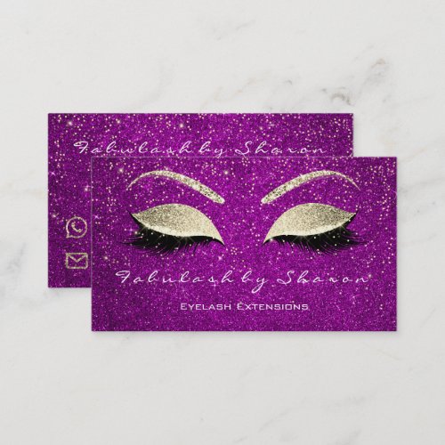 Makeup Eyebrow Lash Extension Glitter Gold Confett Business Card