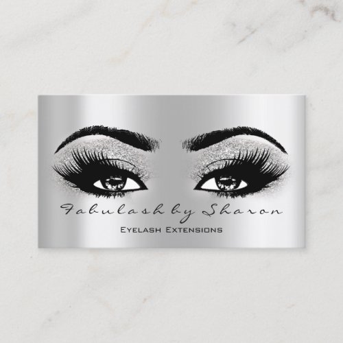 Makeup Eyebrow Lash Glitter VIP Grey Silver Spark Business Card