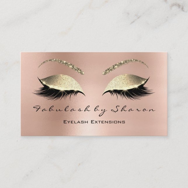 Makeup Eyebrow Lashes Glitter Diamond Pink Luxury Business Card (Front)