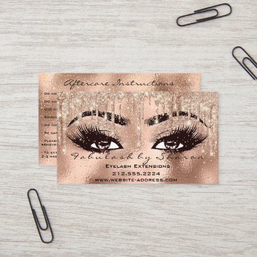 Makeup Eyebrow Lashes Glitter Drip Aftercare  Business Card