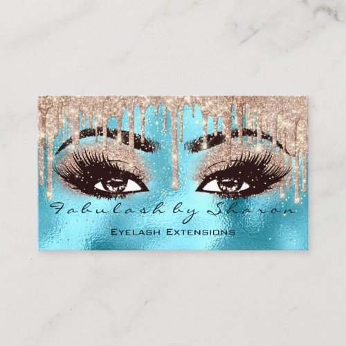 Makeup Eyebrow Lashes Glitter Drip Blue VIP ROse Business Card