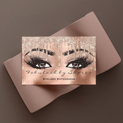 Makeup Eyebrow Lashes Glitter Drip Qr Code Business Card