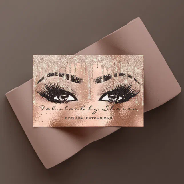 Makeup Eyebrow Lashes Glitter Drip Qr Code Business Card | Zazzle