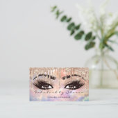Makeup Eyebrow Lashes Glitter Drip Rose Holograph Business Card (Standing Front)