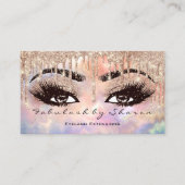 Makeup Eyebrow Lashes Glitter Drip Rose Holograph Business Card (Front)