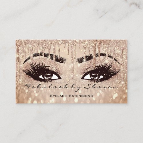 Makeup Eyebrow Lashes Glitter Drip Spark Glam Rose Business Card