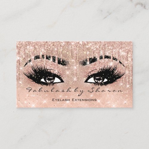 Makeup Eyebrow Lashes Glitter Drip Spark Peach Business Card