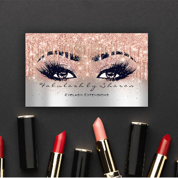 Makeup Eyebrow Lashes Glitter Drips Gray Estetican Business Card by luxury_luxury at Zazzle